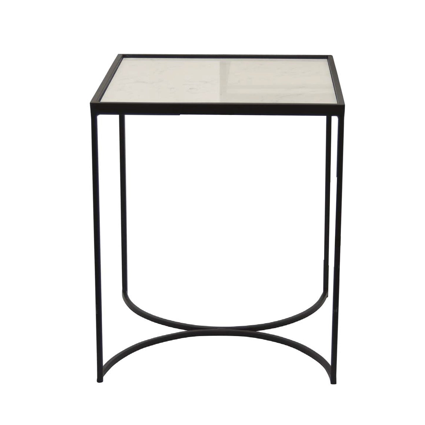 24 Inch Plant Stands Set of 2, White Marble Top, Minimalist Black Frame By Casagear Home