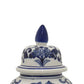 18 Inch Temple Jar Ceramic Blue and White Floral Print Removable Lid By Casagear Home BM309842