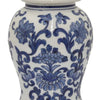18 Inch Temple Jar Ceramic Blue and White Floral Print Removable Lid By Casagear Home BM309842