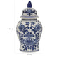 18 Inch Temple Jar Ceramic Blue and White Floral Print Removable Lid By Casagear Home BM309842