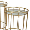 20 Inch Plant Stand Table Set of 3 Gold Metal Frame Mirror Tray Top By Casagear Home BM309888