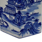 Deno 13 Inch Decorative Jar with Lid Ceramic Scenery in Blue and White By Casagear Home BM309894