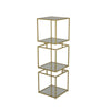 Joy 41 Inch Plant Stand Shelves Mirrored Box Shape 3 Tier Gold Metal By Casagear Home BM309920