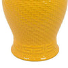 Bryan 18 Inch Ceramic Temple Jar Geometric Print Finial Top Yellow By Casagear Home BM309932