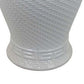 Bryan 24 Inch Ceramic Temple Jar Geometric Print Finial Top White By Casagear Home BM309934