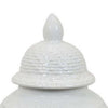 Bryan 18 Inch Ceramic Temple Jar Geometric Print Finial Top White By Casagear Home BM309935