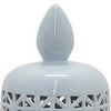 Deni 20 Inch Temple Jar Ceramic Blue White Floral Cut Out Design with Lid By Casagear Home BM309953