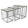 Plant Stand Table Set of 3 Intricate Geometric Pattern Black Finish By Casagear Home BM309958