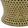 Deni 25 Inch Temple Jar Small Carved Cut Out Lattice Lid Gold Ceramic By Casagear Home BM309967