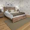 Umey Queen Size Bed, Mango Wood with Grain Details, Two Tone Rustic Brown By Casagear Home