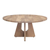 Umey 59 Inch Dining Table, Parota and Mango Wood Grains, Round Top, Brown By Casagear Home