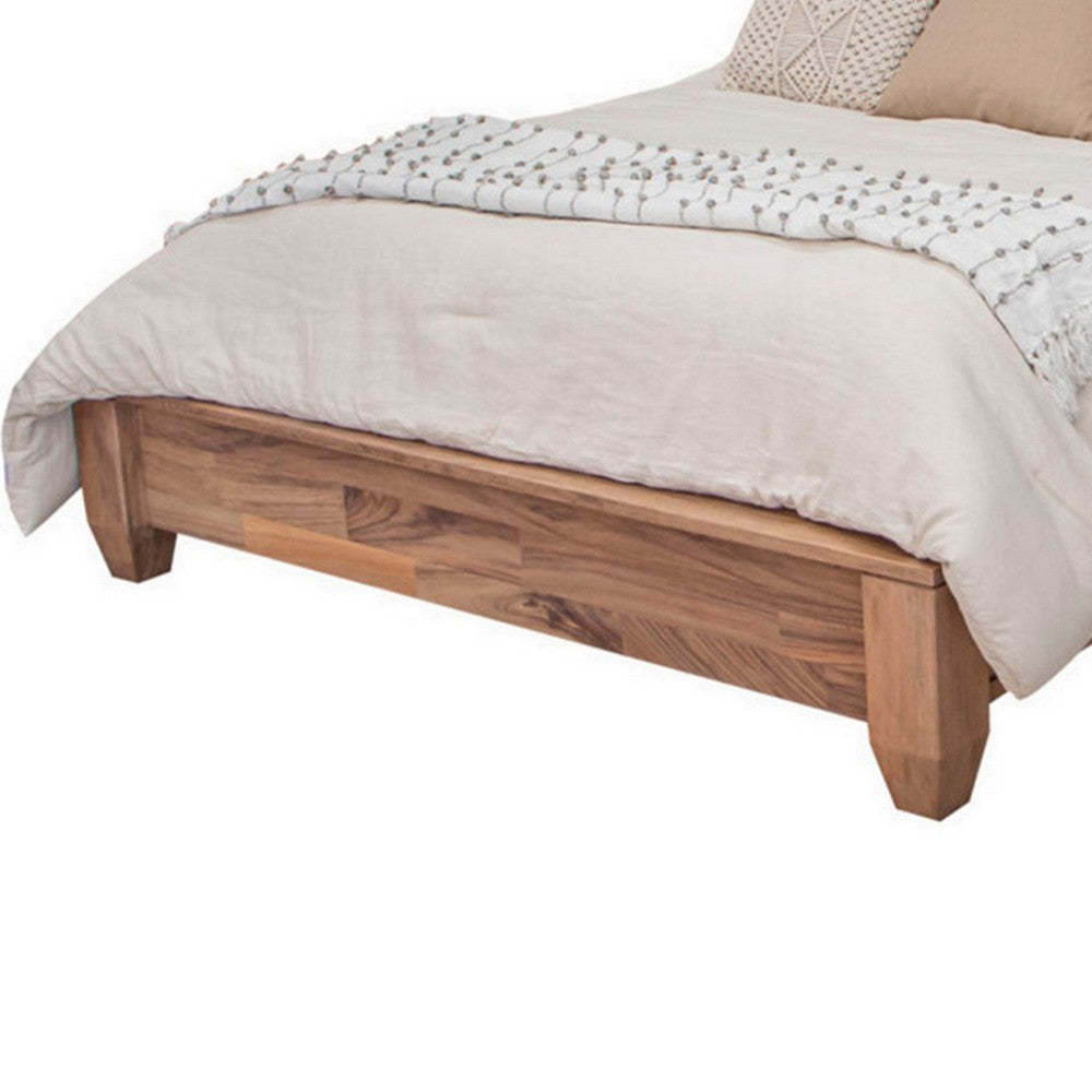 Neuv King Size Bed Mango and Parota Wood Grain Details Rustic Brown By Casagear Home BM309983