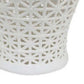 Paul 25 Inch Pierced Temple Jar with Lid Intricate Pattern Ceramic White By Casagear Home BM310041