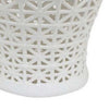 Paul 25 Inch Pierced Temple Jar with Lid Intricate Pattern Ceramic White By Casagear Home BM310041