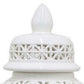 Paul 20 Inch Pierced Temple Jar with Lid Intricate Pattern Ceramic White By Casagear Home BM310042