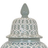 Deni 33 Inch Temple Jar Removable Lid Carved Pattern Ceramic Mint Green By Casagear Home BM310050