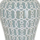 Deni 33 Inch Temple Jar Removable Lid Carved Pattern Ceramic Mint Green By Casagear Home BM310050