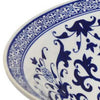 Cherry 16 Inch Decorative Bowl Ceramic Floral Design Blue and White By Casagear Home BM310051