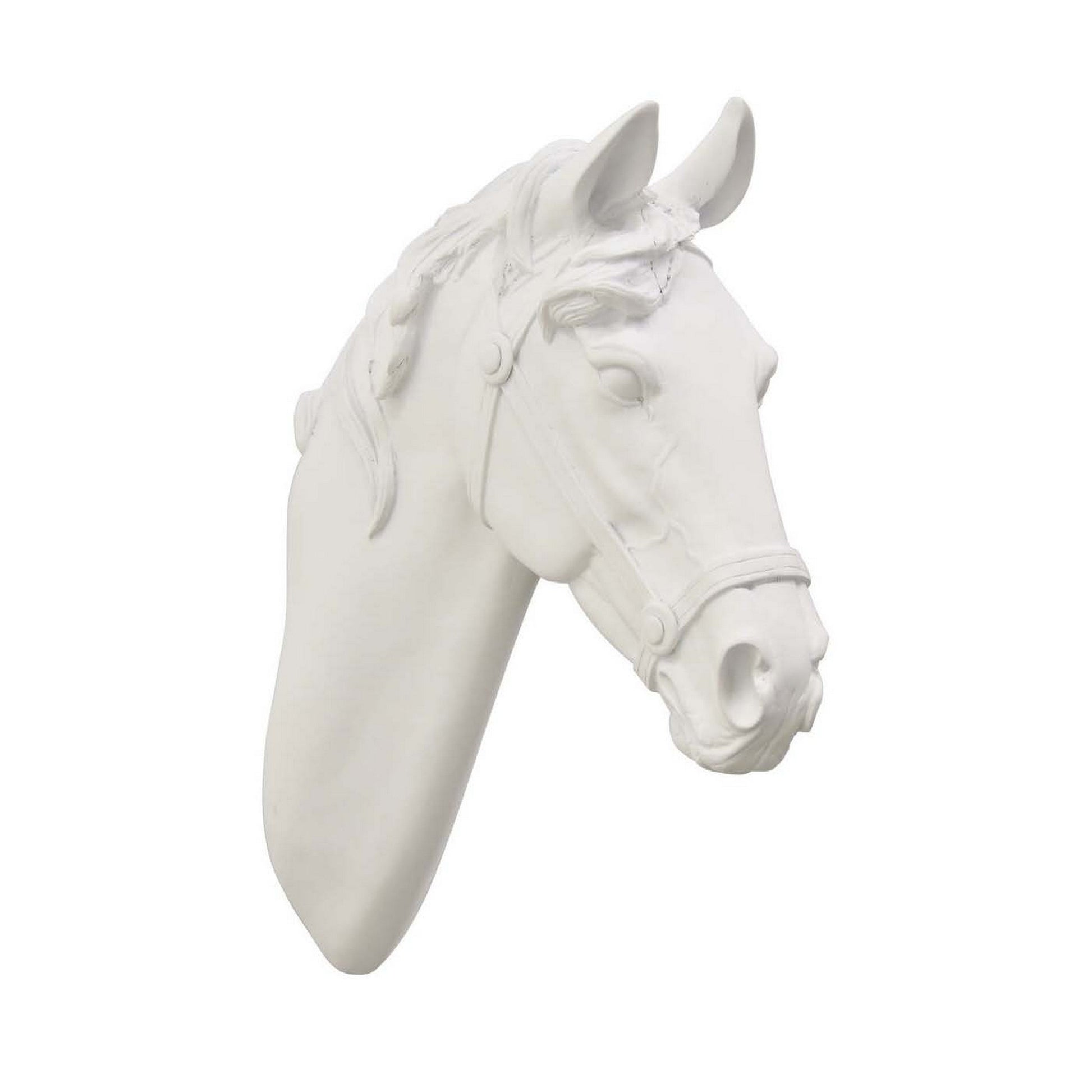 Lilie 14 Inch Horse Head Bust Statuette Wall Mount Design Resin White By Casagear Home BM310084