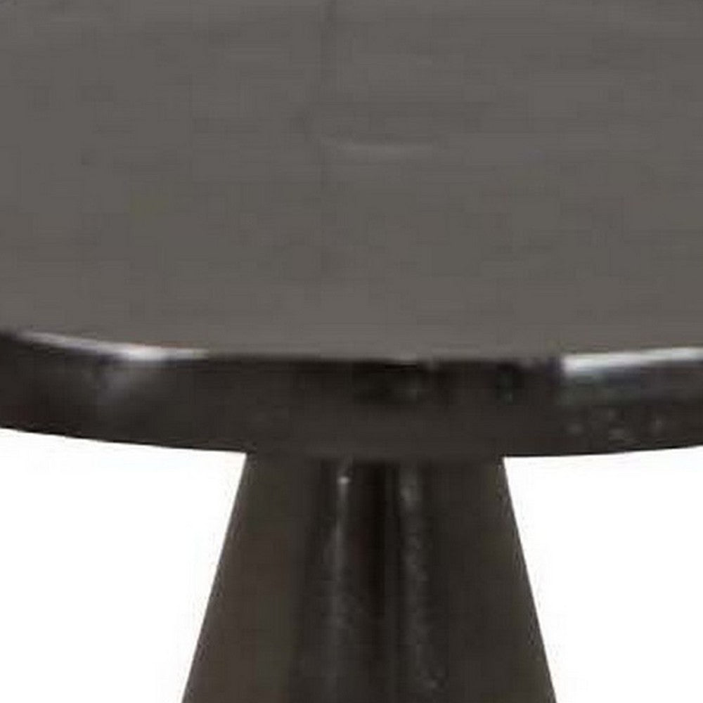 Riot 19 Inch Plant Stand Table Round Top Triangle Pedestal Metal Black By Casagear Home BM310106