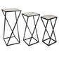 28 Inch Plant Stand Table Set of 3 Square X Crossed Base Metal Black By Casagear Home BM310129