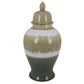 Pril 17 Inch Temple Jar with Clean Lines Ceramic Brown Green Finish By Casagear Home BM310133