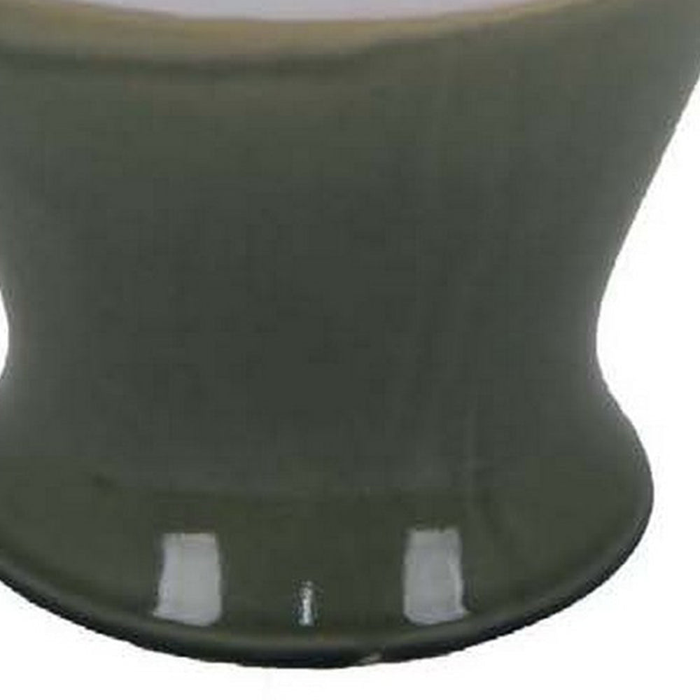 Pril 20 Inch Temple Jar with Clean Lines Ceramic Brown Green Finish By Casagear Home BM310134