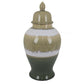 Pril 20 Inch Temple Jar with Clean Lines Ceramic Brown Green Finish By Casagear Home BM310134