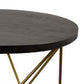 23 Inch Plant Stand Table Round Top Modern Gold Geometric Frame Black By Casagear Home BM310138