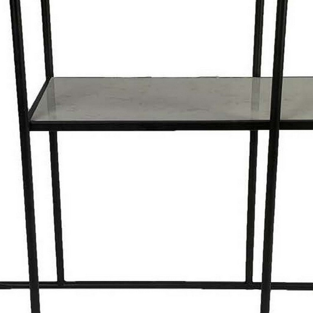 40 Inch Plant Stand Table Open Metal Frame 2 Glass Shelves Black Finish By Casagear Home BM310142