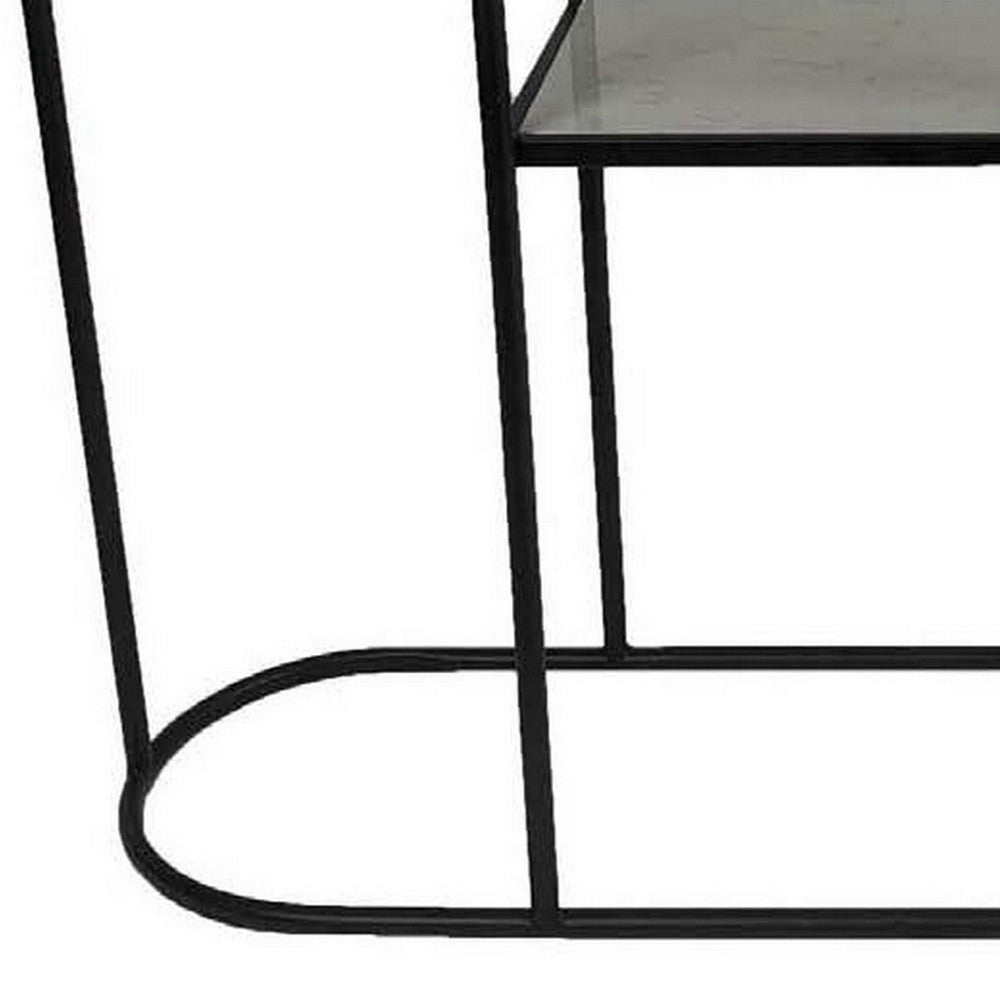 40 Inch Plant Stand Table Open Metal Frame 2 Glass Shelves Black Finish By Casagear Home BM310142