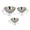 Bonz Set of 3 Bowls Unique Top Shape Round Base Silver Metal Finish By Casagear Home BM310157