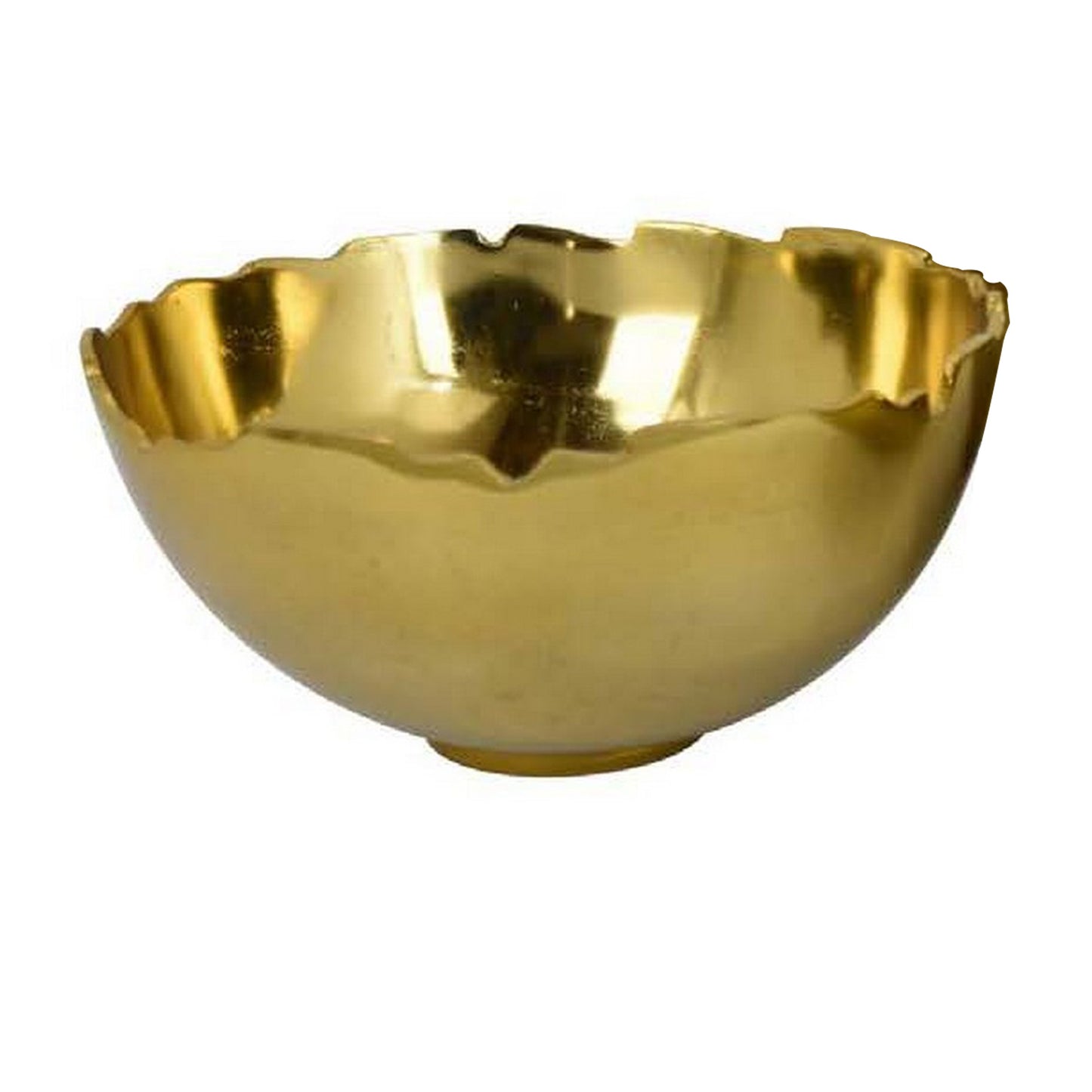 Bonz Set of 3 Bowls Unique Top Shape Round Base Gold Metal Finish By Casagear Home BM310158