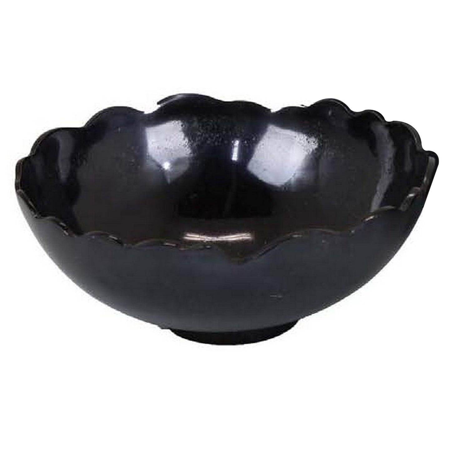 Bonz Set of 3 Bowls Unique Top Shape Round Base Black Metal Finish By Casagear Home BM310159