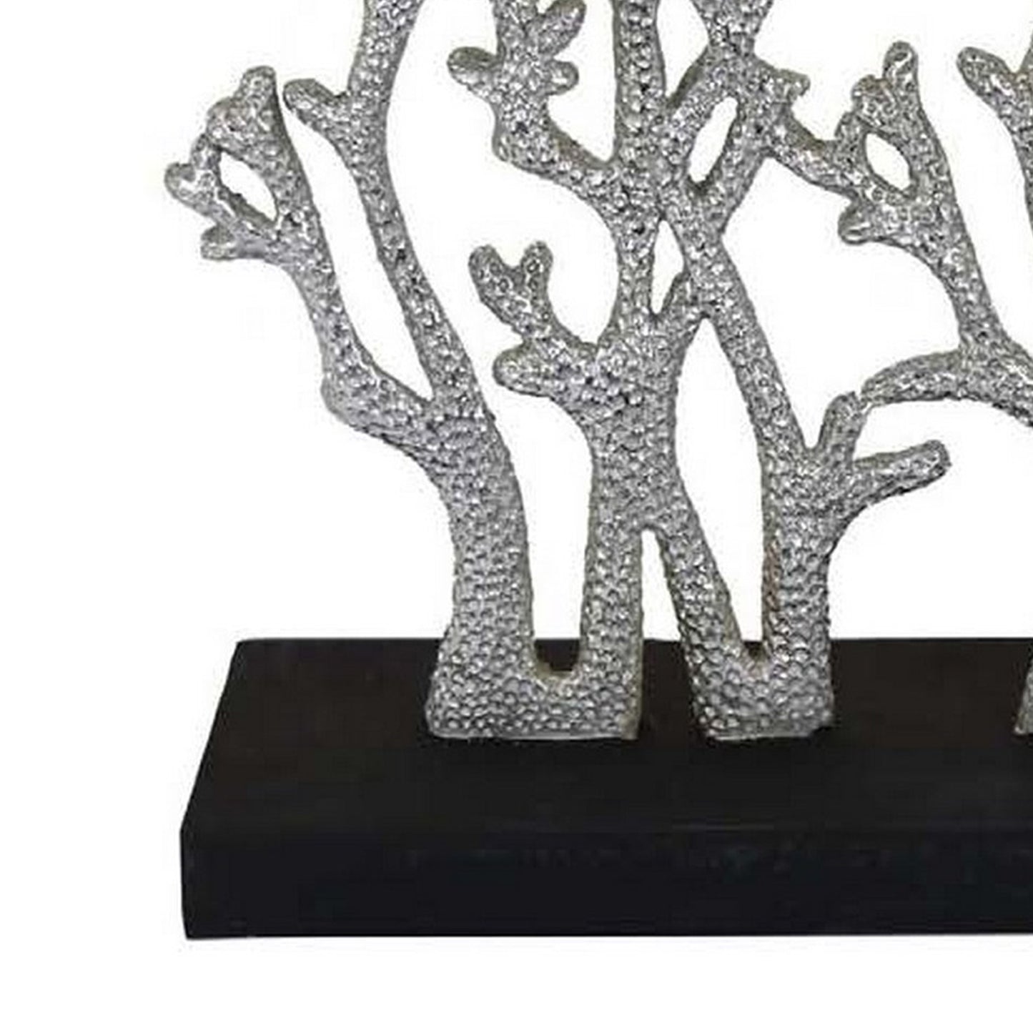 Spark 20 Inch Coral Table Top Decor Coastal Design Resin Silver Black By Casagear Home BM310166