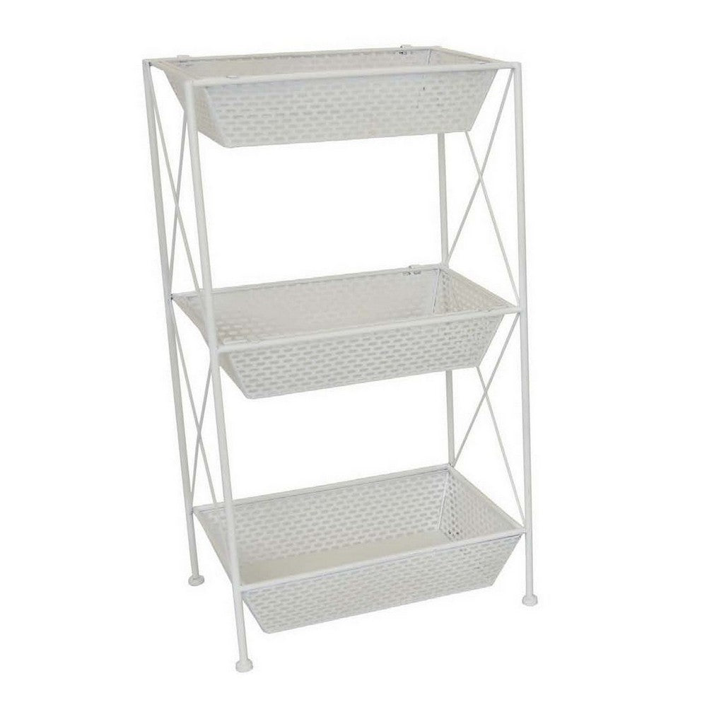 30 Inch Plant Stands Set of 2 Open Metal Frame 6 Square Baskets White By Casagear Home BM310184