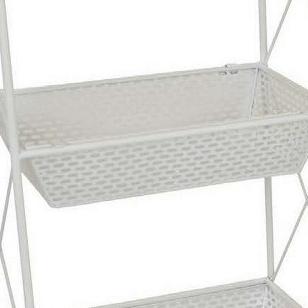 30 Inch Plant Stands Set of 2 Open Metal Frame 6 Square Baskets White By Casagear Home BM310184