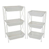 30 Inch Plant Stands Set of 2 Open Metal Frame 6 Square Baskets White By Casagear Home BM310184