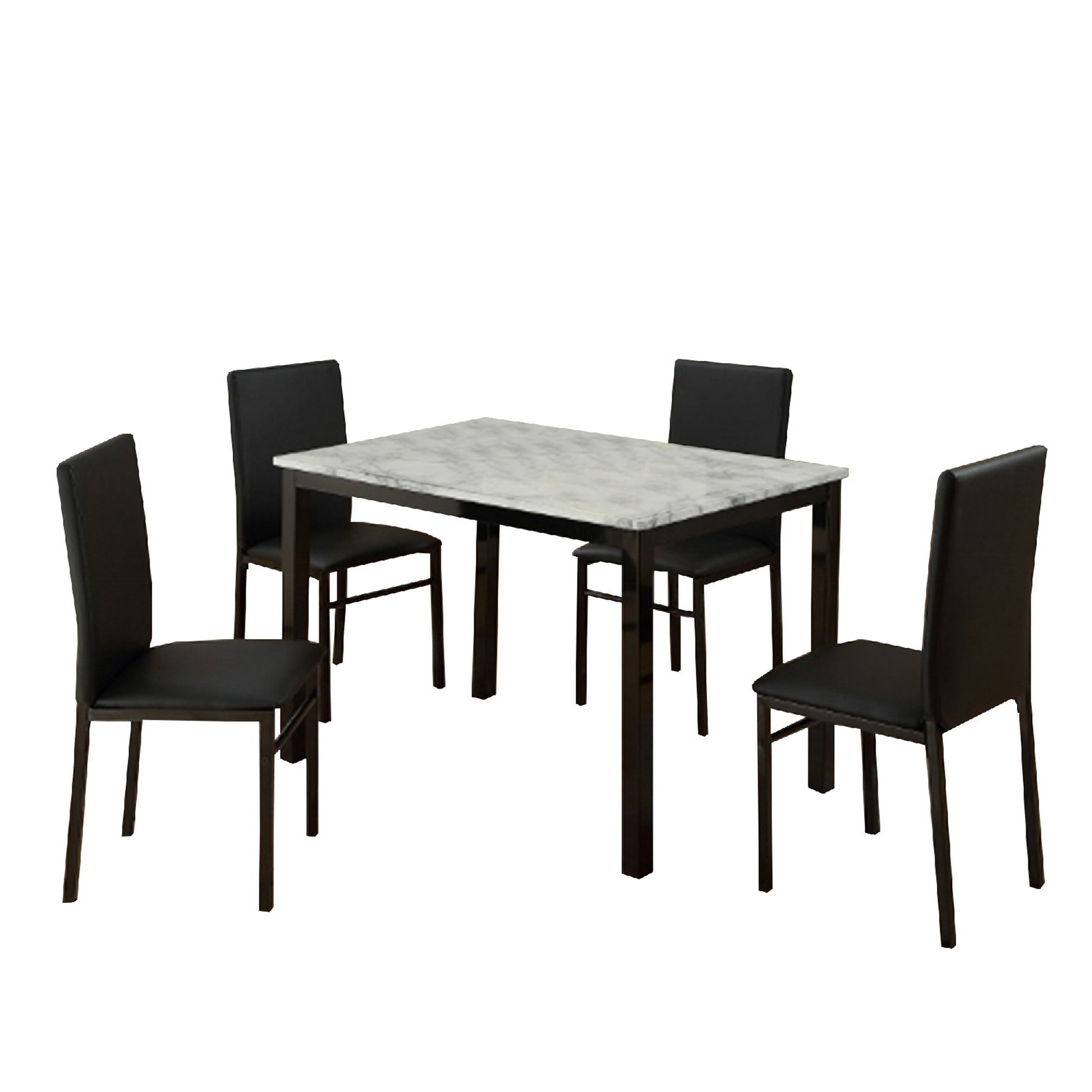 Riley 5 Piece Dining Table Set Wood 4 Chairs White Fabric Upholstery By Casagear Home BM310199