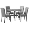 Skylar 5 Piece Dining Table Set Wood 4 Chairs Matte Gray Faux Leather By Casagear Home BM310200