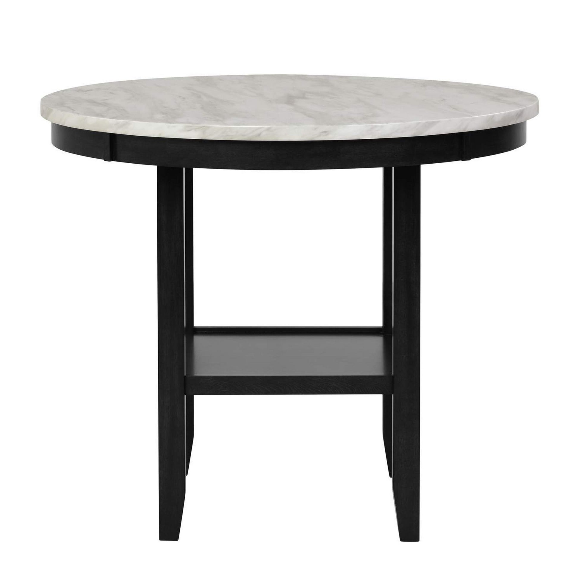 Jordan 42 Inch Round Counter Height Table Glass Top Wood White Black By Casagear Home BM310209