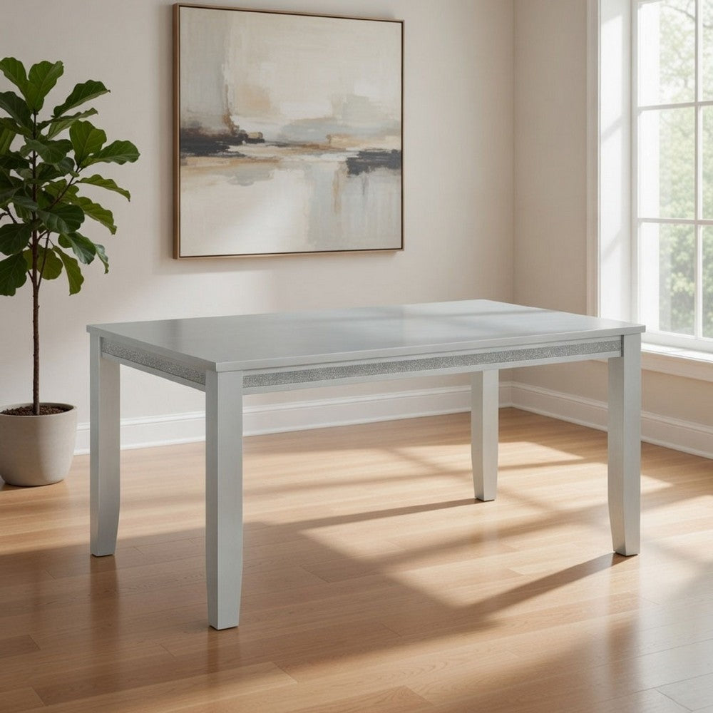 Liam 64 Inch Dining Table, Spacious Rectangular Top, Gray Wood Frame By Casagear Home