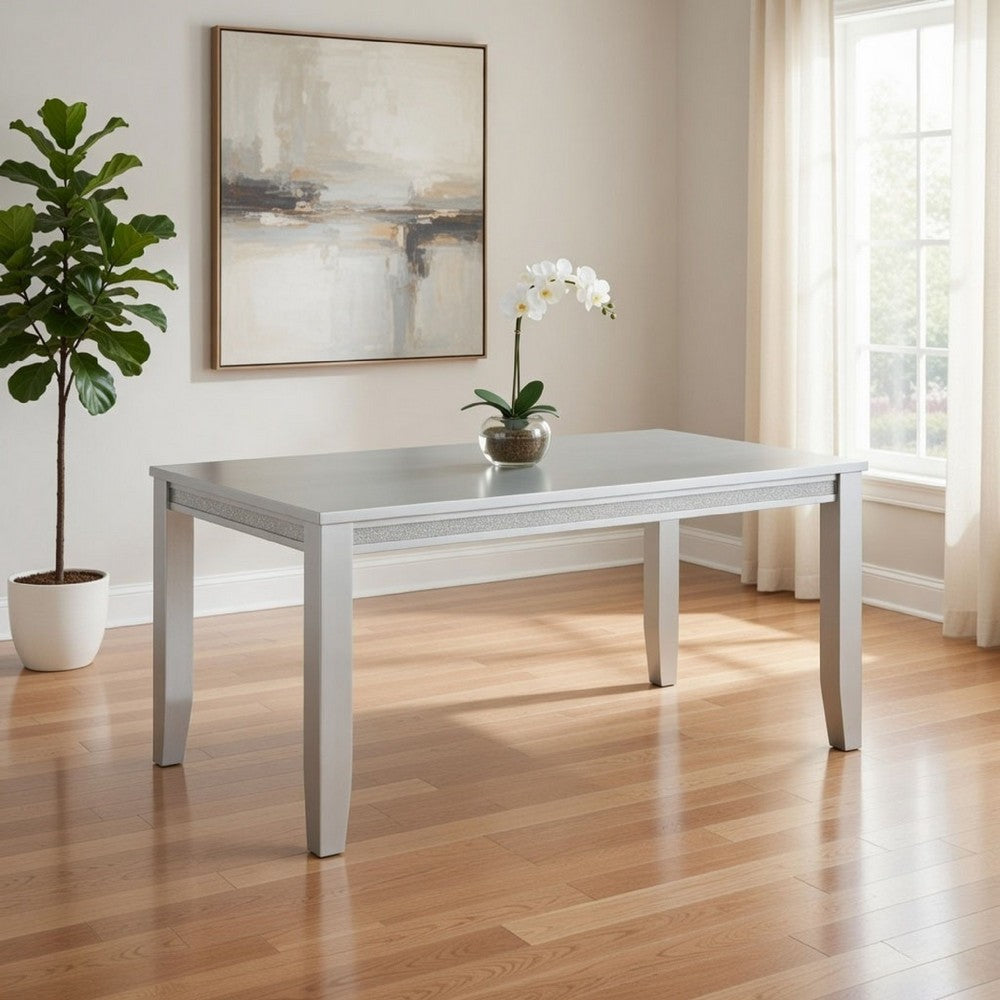 Liam 64 Inch Dining Table, Spacious Rectangular Top, Gray Wood Frame By Casagear Home