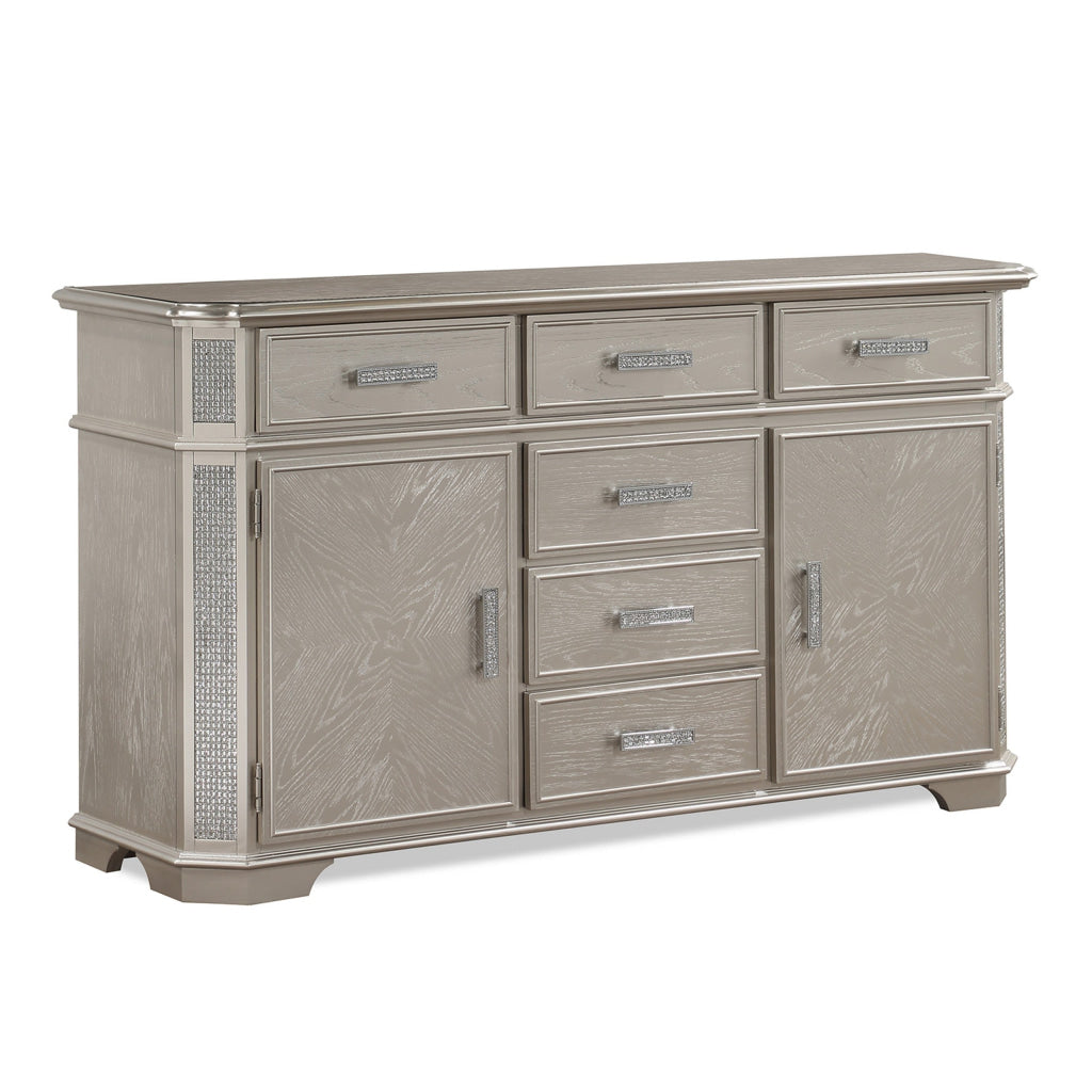 Scott 60 Inch Sideboard Buffet Console 6 Drawers and 2 Shelves Beige Wood By Casagear Home BM310223