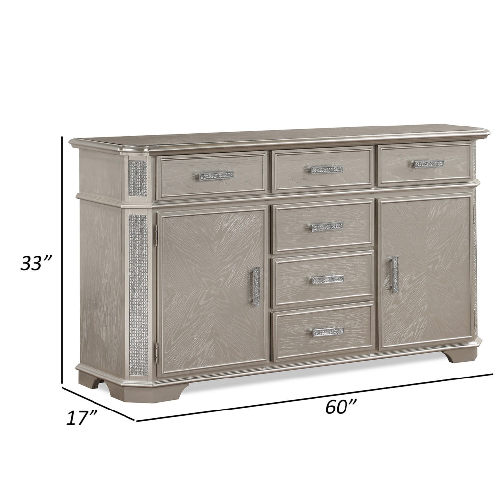 Scott 60 Inch Sideboard Buffet Console 6 Drawers and 2 Shelves Beige Wood By Casagear Home BM310223