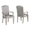 Scott 23 Inch Dining Armchair Set of 2 Gray Faux Leather and Taupe Wood By Casagear Home BM310226