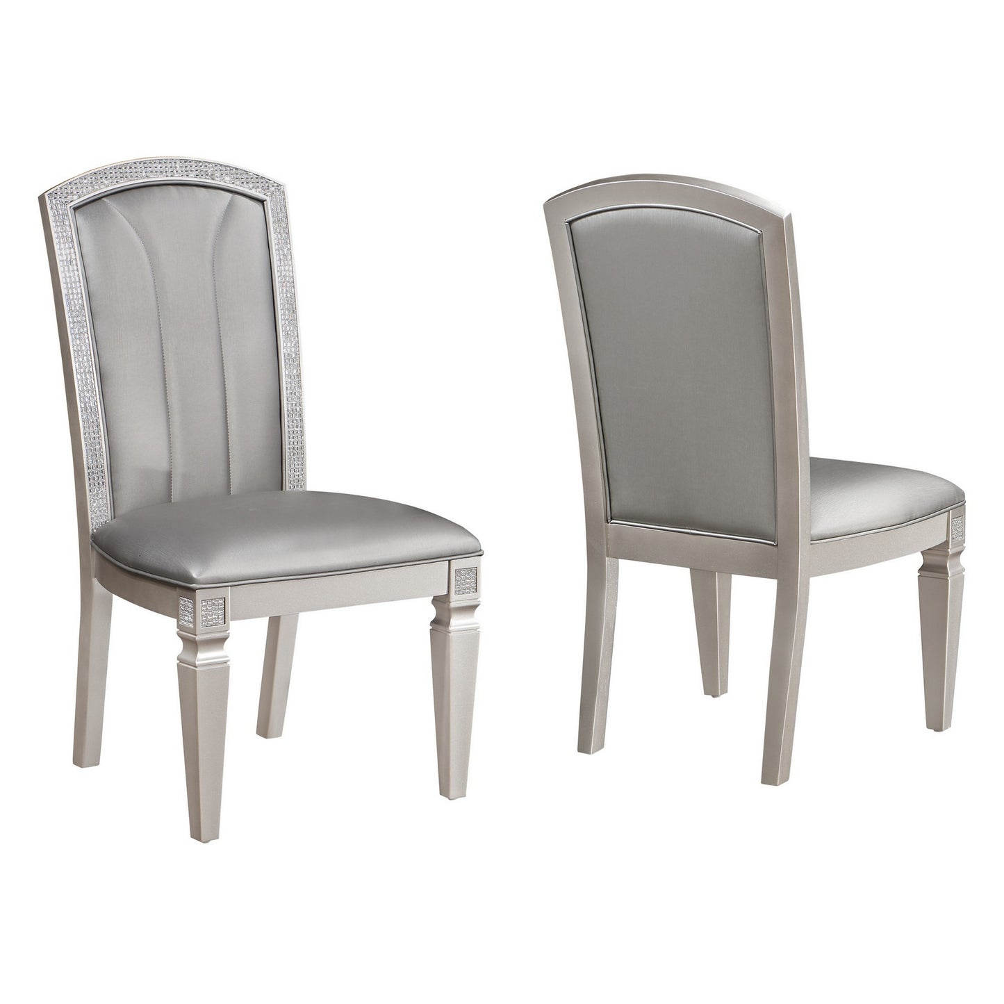 Scott 19 Inch Dining Side Chair Set of 2 Gray Faux Leather Taupe Wood By Casagear Home BM310227