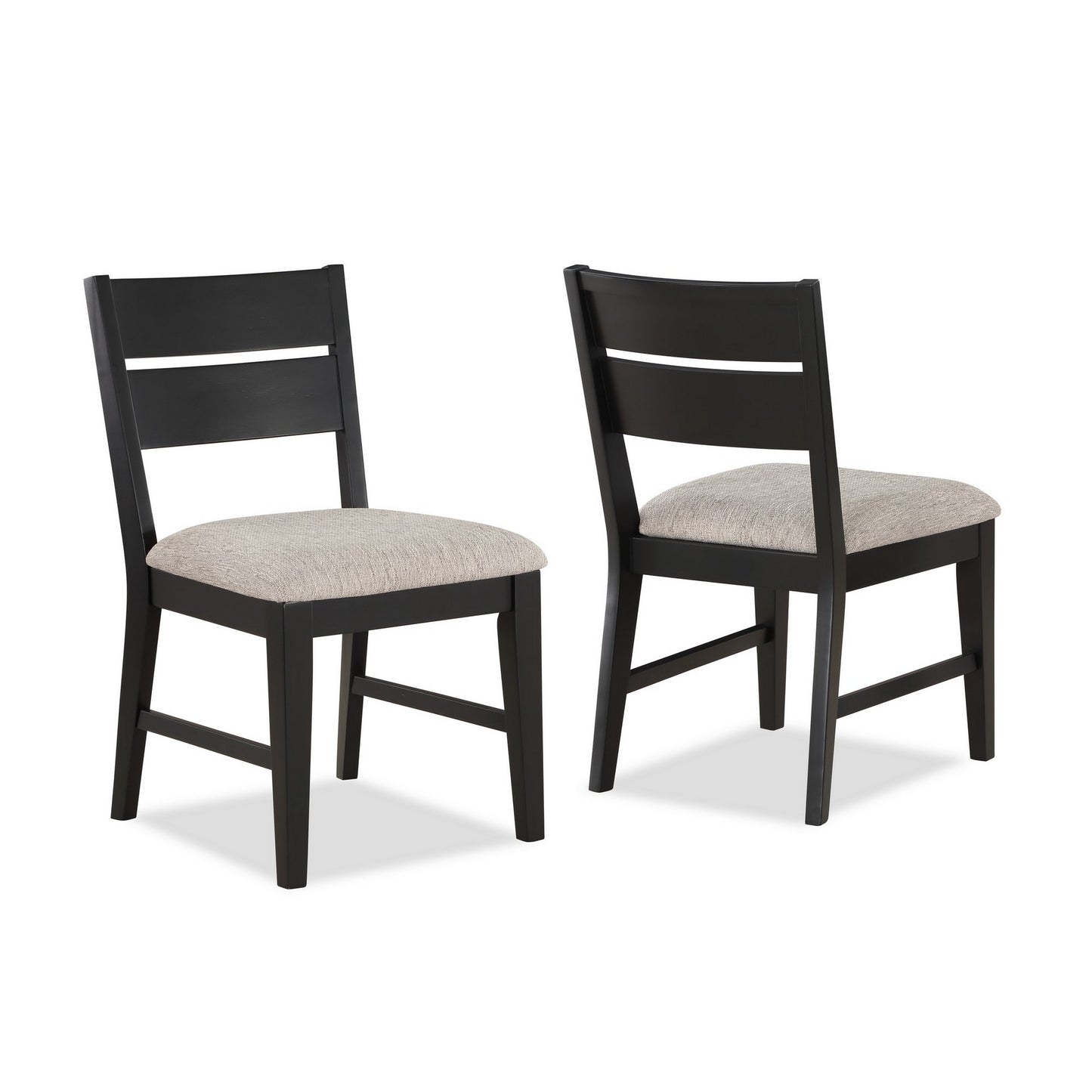 Avenue 34 Inch Side Chair Set of 2 Fabric Upholstery Wood Black Beige By Casagear Home BM310228