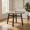 Avenue 48 Inch Dining Table, Round Top, Wood Frame, Black and Beige By Casagear Home