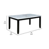 Tristan 64 Inch Dining Table Faux Carrara Marble Top Black and White By Casagear Home BM310232